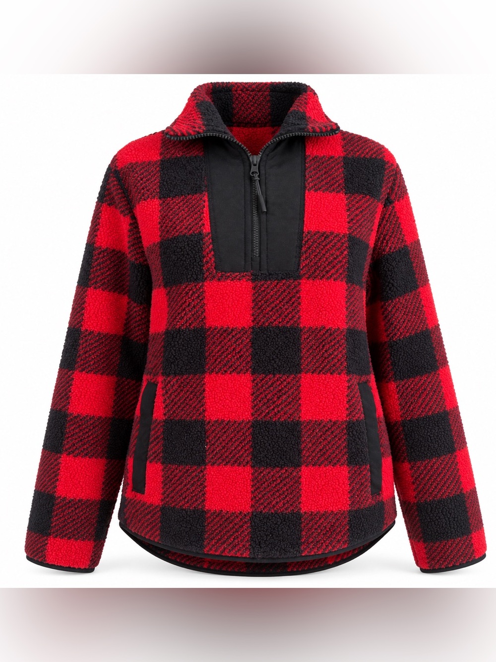 Old Navy Buffalo Plaid Sherpa Funnel Neck Fleece Pullover S